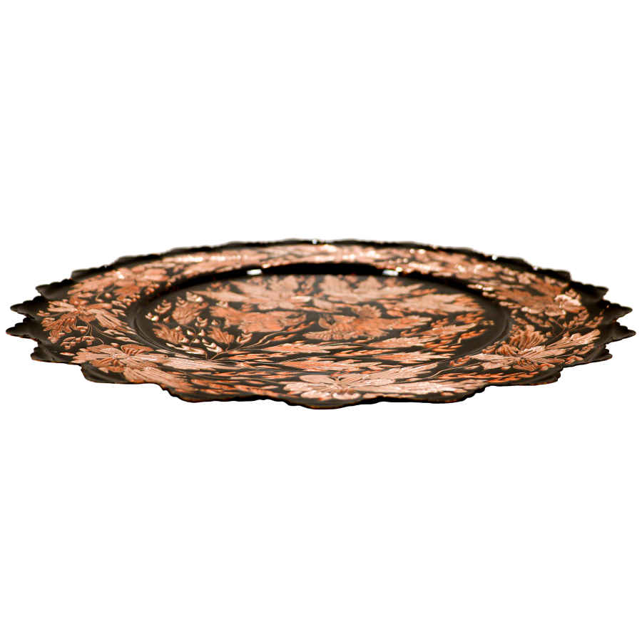 波斯装饰性雕花铜盘——Floral（花卉）