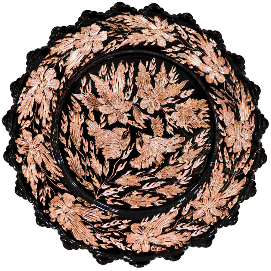 Main image of 波斯装饰性雕花铜盘——Floral（花卉）