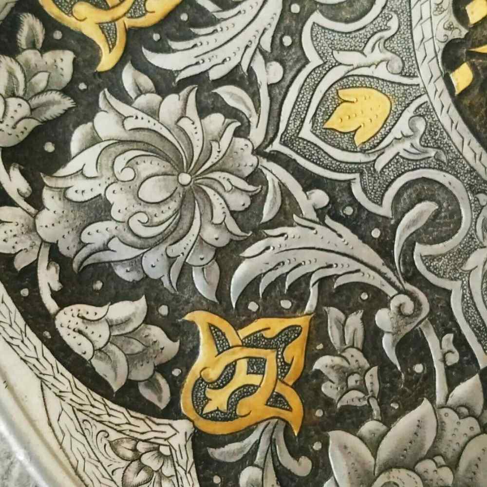 波斯装饰性雕花铜盘——Niloofar Floral(睡莲花卉)