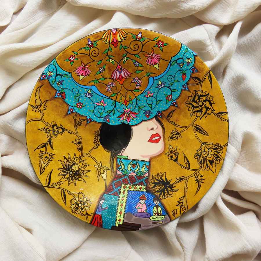 波斯装饰陶瓷盘 手绘 东方风格