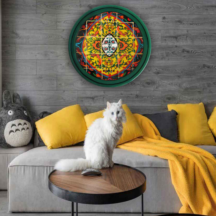 波斯装饰陶瓷盘 手绘 瓷砖图案