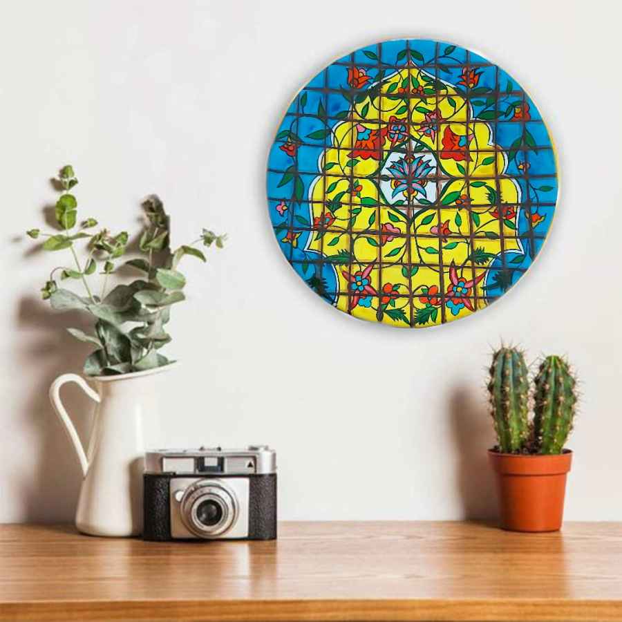 装饰陶瓷盘 手绘 波斯绿松石