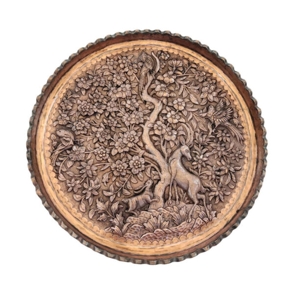 装饰性铜托盘——波斯手工雕刻工艺：Ahoo（羚羊）