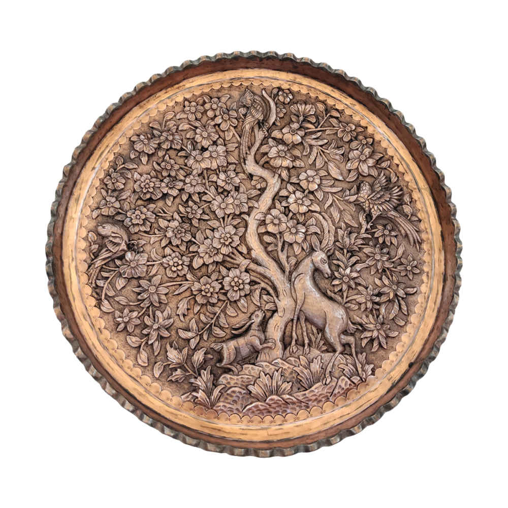 Main image of 装饰性铜托盘——波斯手工雕刻工艺：Ahoo（羚羊）