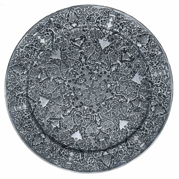 装饰性铜托盘——波斯手工雕刻工艺：Eslimi（伊斯兰花纹）