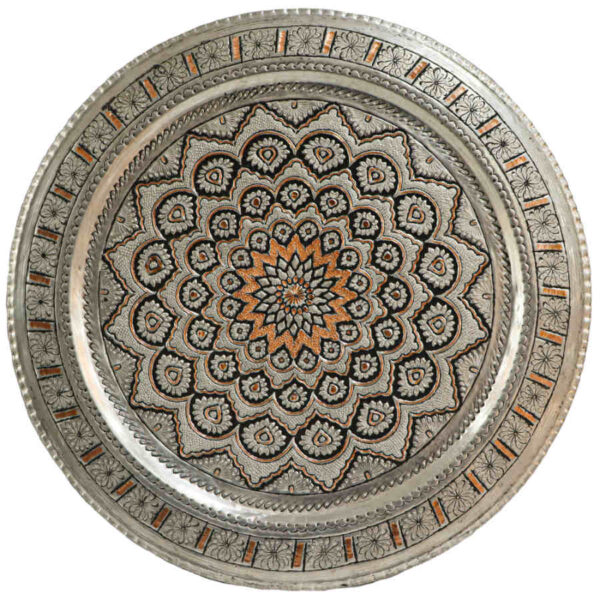 装饰性铜托盘——波斯手工雕刻工艺：Khorshidi（太阳）