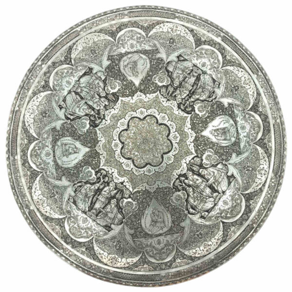 装饰性铜托盘——波斯手工雕刻工艺：Tazhib（镶金装饰）
