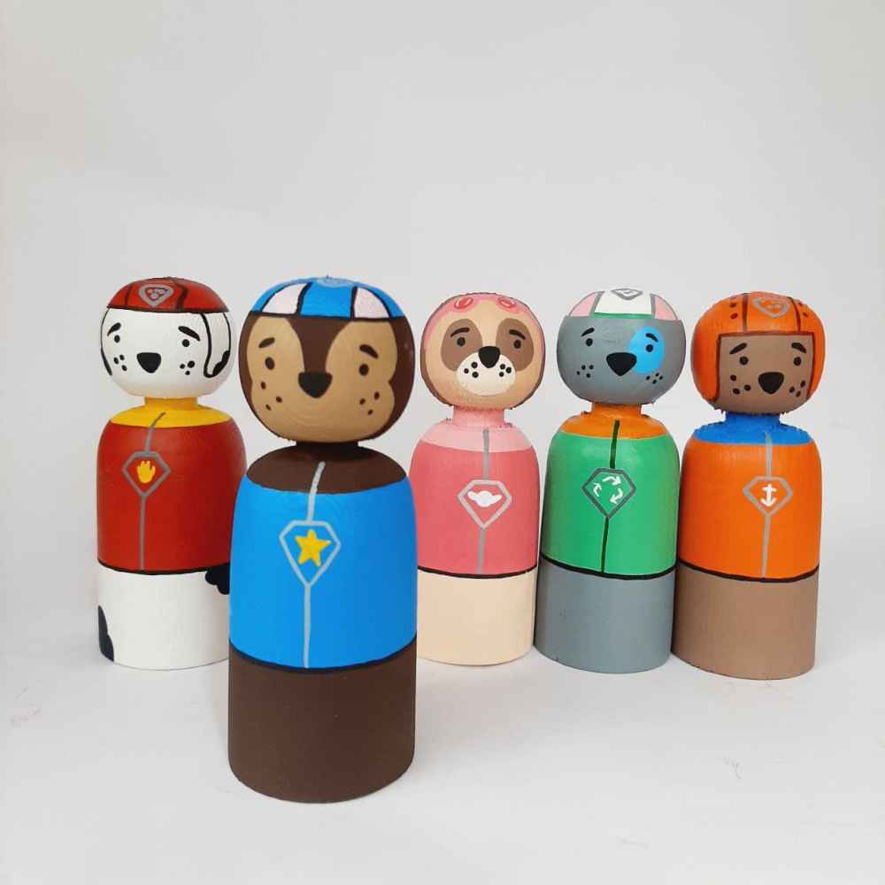 《手工木制挂钩娃娃 — 汪汪队 | 定制木制动作玩偶》
