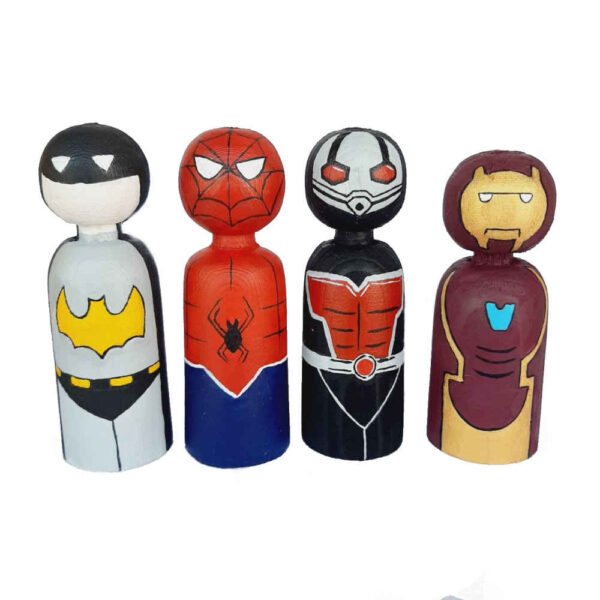 《手工木制挂钩娃娃 — 超级英雄02 | 独特木制人物》