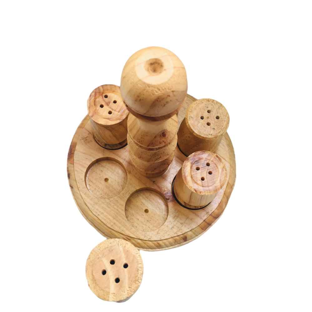 木质盐和胡椒调味罐套装 – Haleh