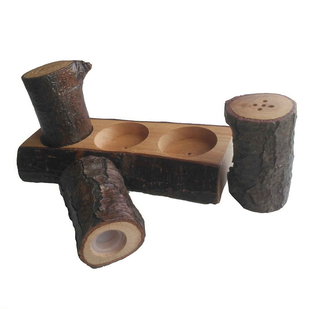 木质盐和胡椒调味罐套装 – Jungle