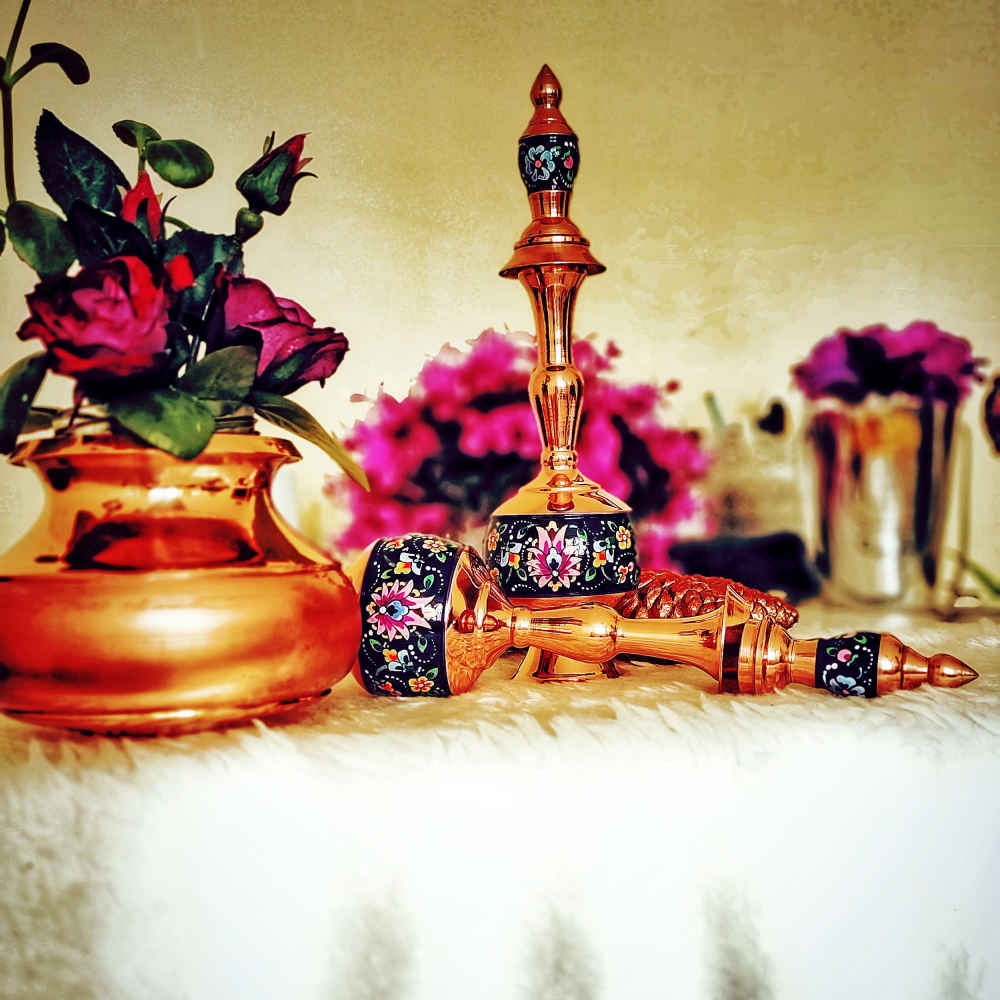 装饰铜瓶 – 波斯珐琅（Minakari）Reyhan 款