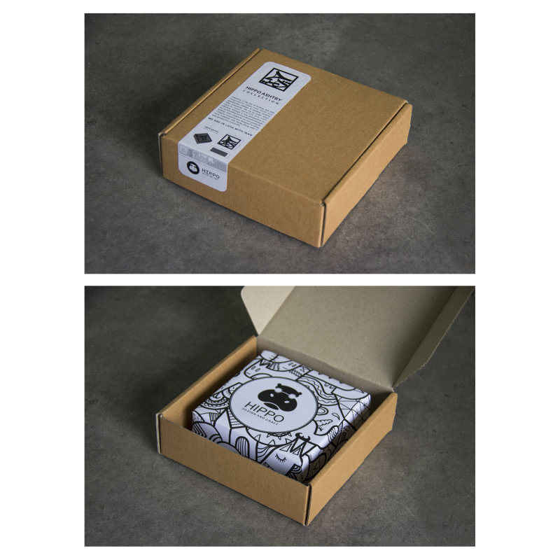 波斯水泥烟灰缸 – 现代方形“虚无”书法设计