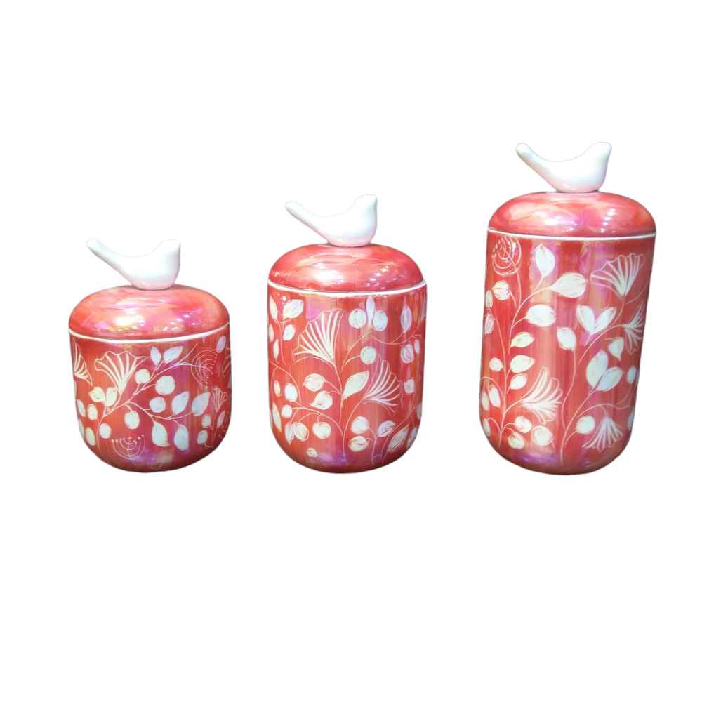 Main image of 陶瓷罐套装 – 厨房收纳与整理理想选择，Birds（3 件套）