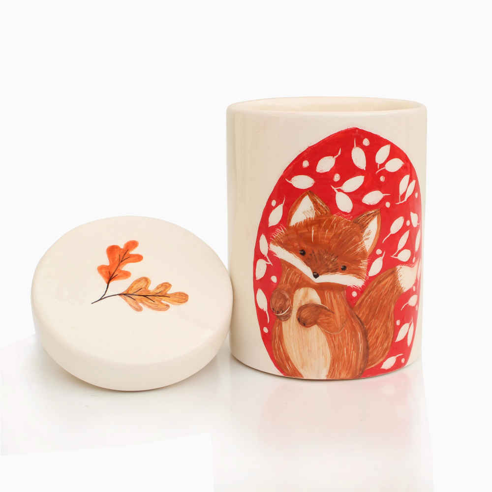 陶瓷罐套装 – 厨房收纳与整理理想选择,狐狸款(3 件套)