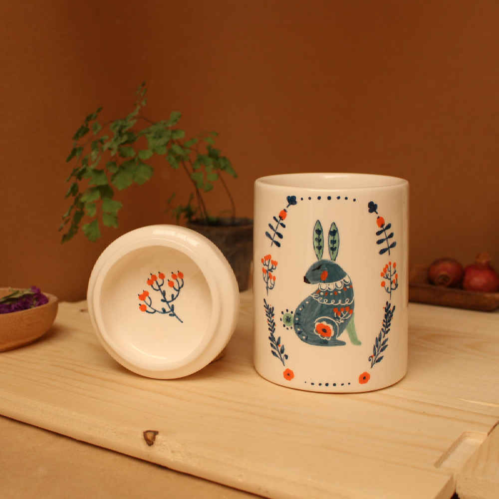 陶瓷罐套装 – 厨房收纳与整理理想选择,兔子款(3 件套)