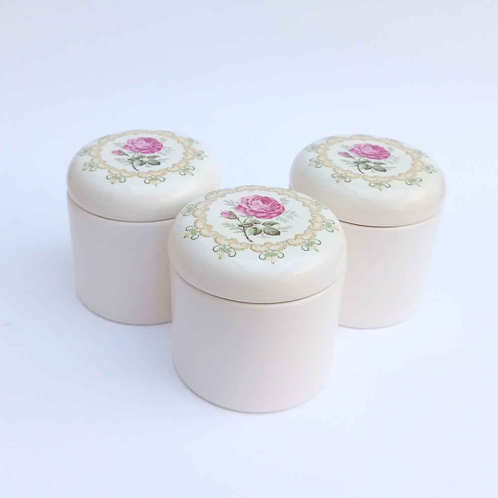 陶瓷罐套装 – 厨房收纳与整理理想选择，玫瑰款（3 件套）