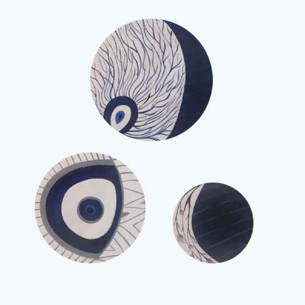 Main image of 三件套 手绘装饰陶瓷盘 护身眼（Nazar）