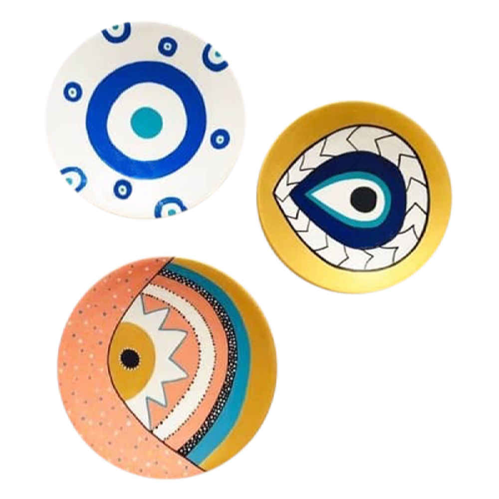 Main image of 三件套 手绘装饰陶瓷盘 护身眼（Cheshm Nazar）