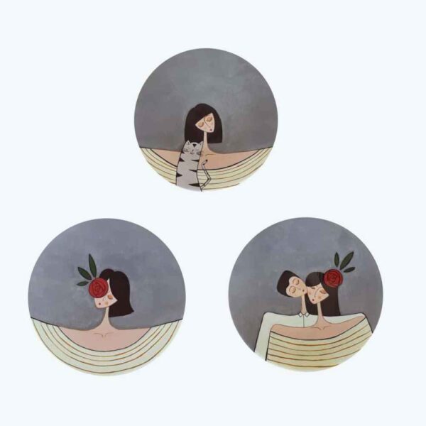 三件套 手绘装饰陶瓷盘 爱之肖像