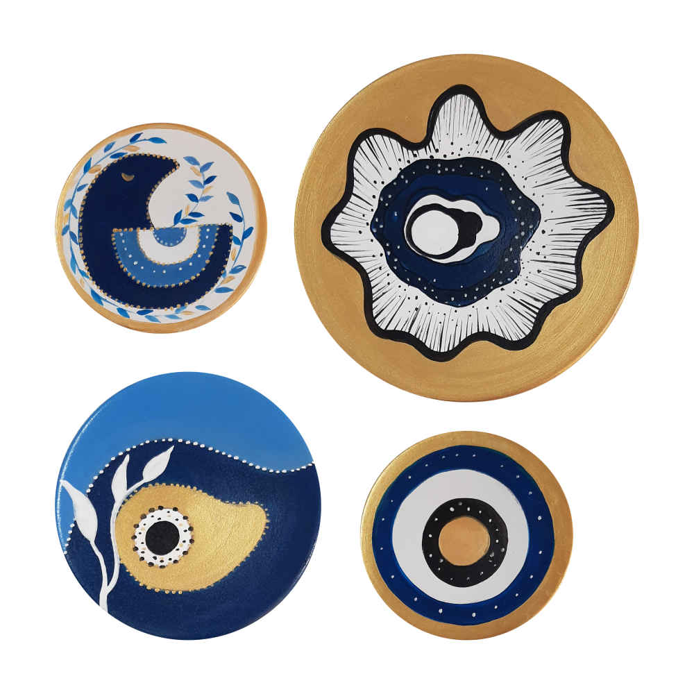 Main image of 四件套 手绘装饰陶瓷盘 护身眼（Cheshm Nazar）