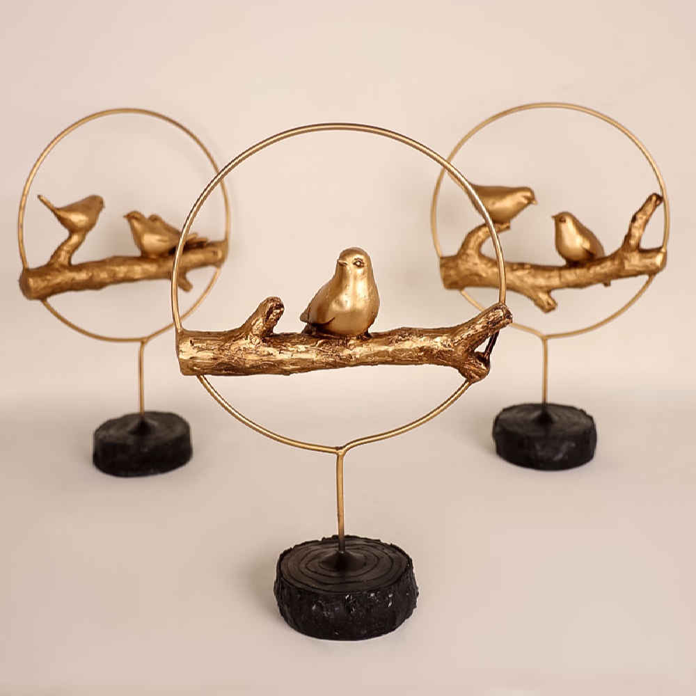 三件套写实麻雀雕像 – 栩栩如生的鸟类雕塑