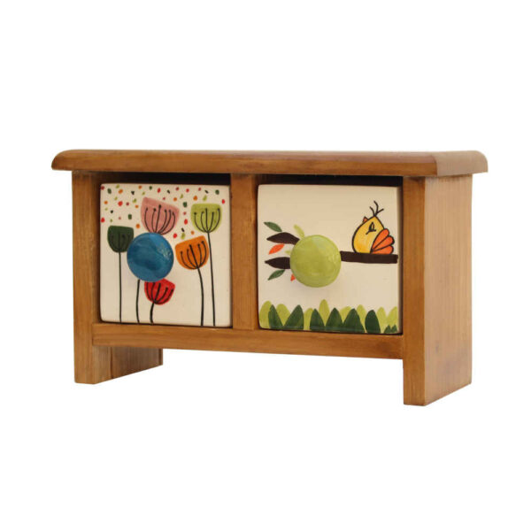 手工制作陶瓷二抽屉柜配木盒