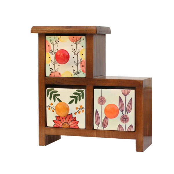 手工制作陶瓷三抽屉柜配木盒