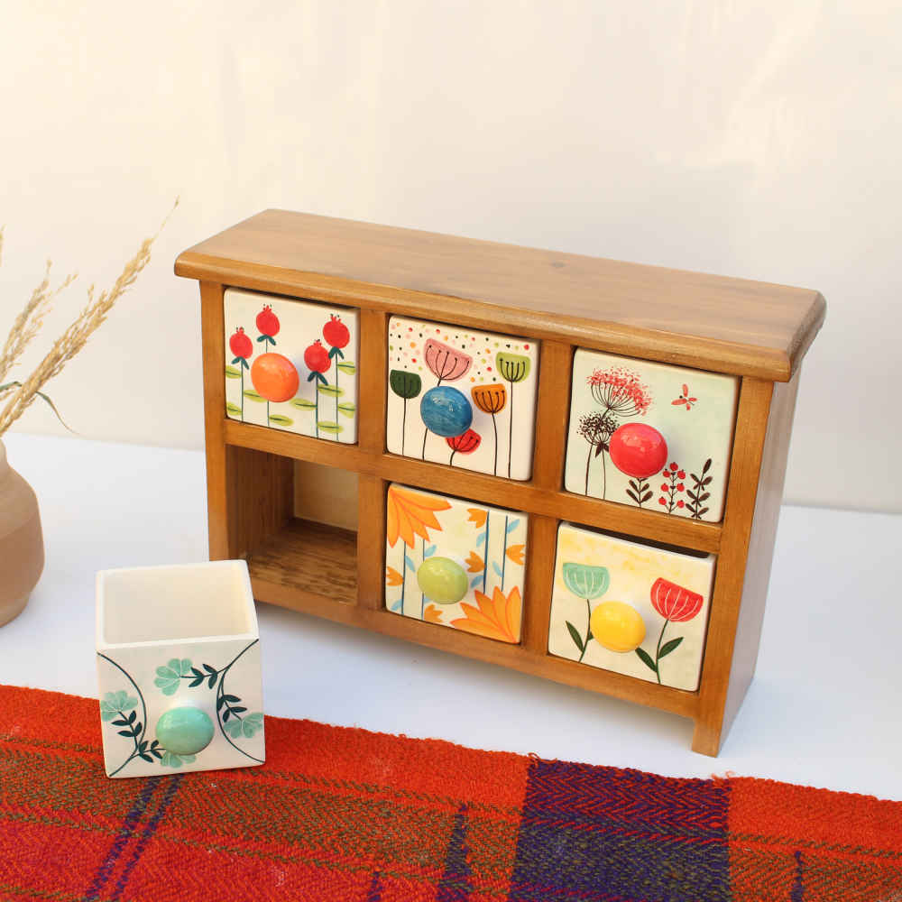 手工制作陶瓷六抽屉柜配木盒