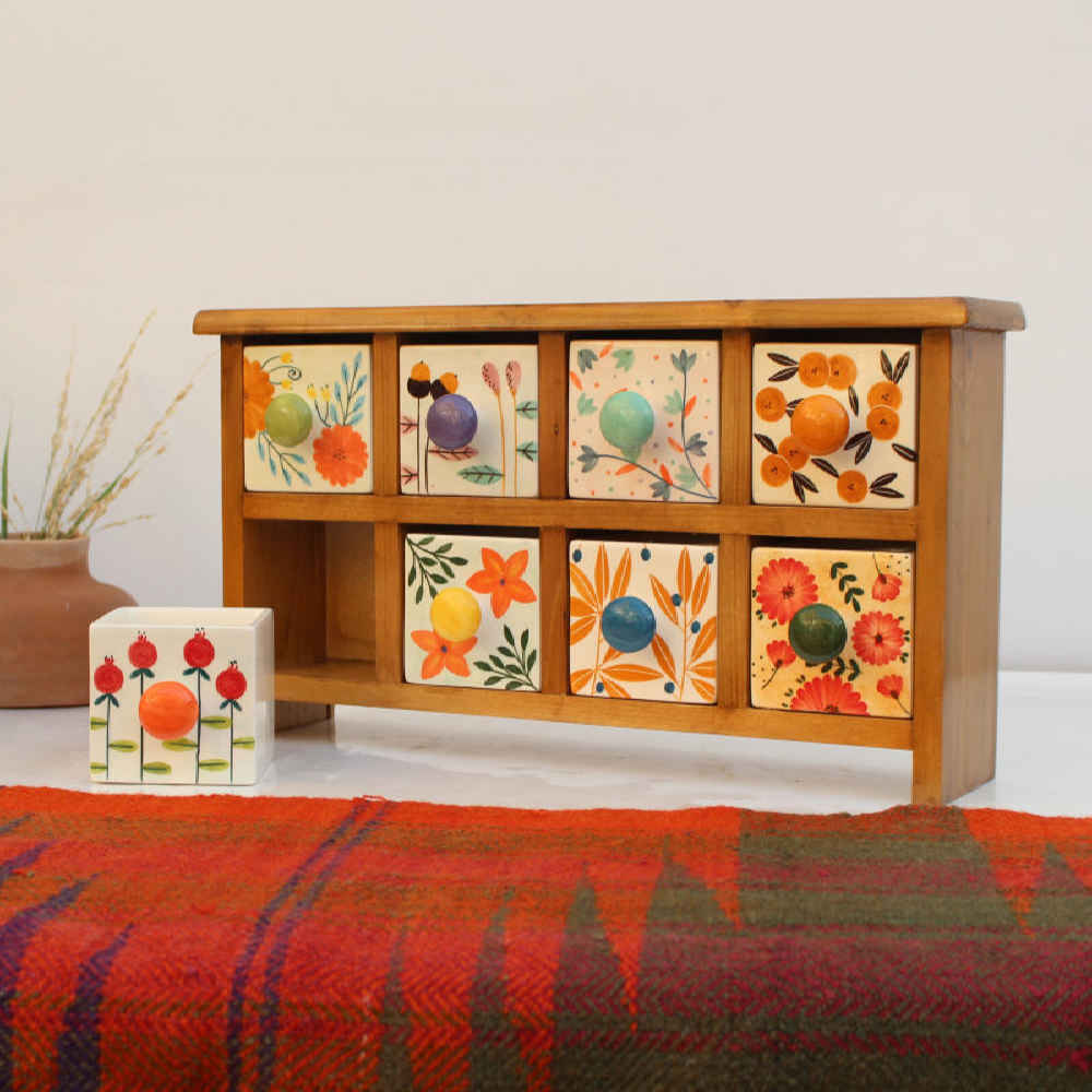 手工制作陶瓷八抽屉柜配木盒