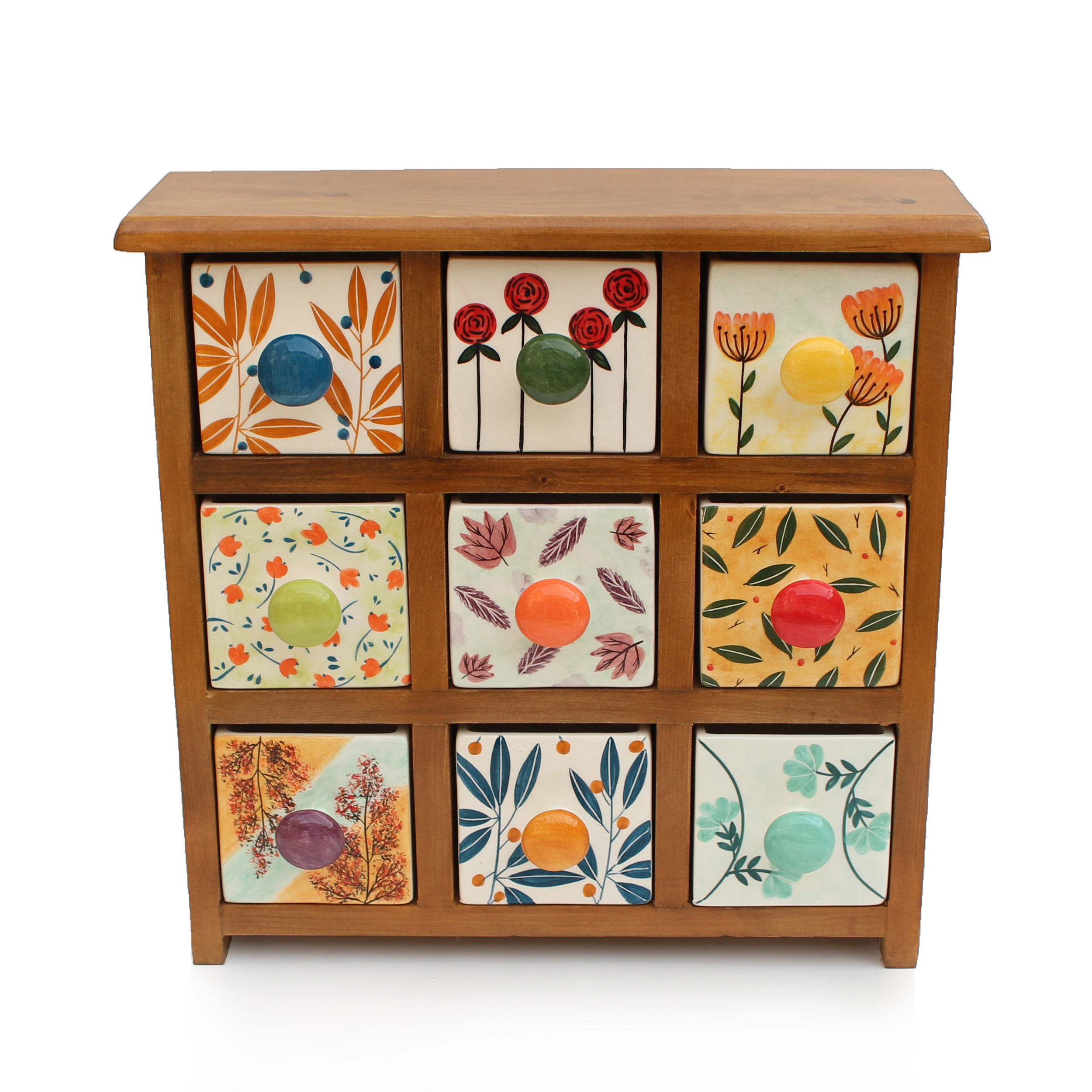 手工制作陶瓷九抽屉柜配木盒