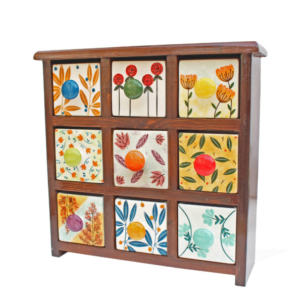 手工制作陶瓷九抽屉柜配木盒