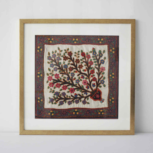 波斯刺绣挂毯——花卉 Zendegi 图案纺织艺术