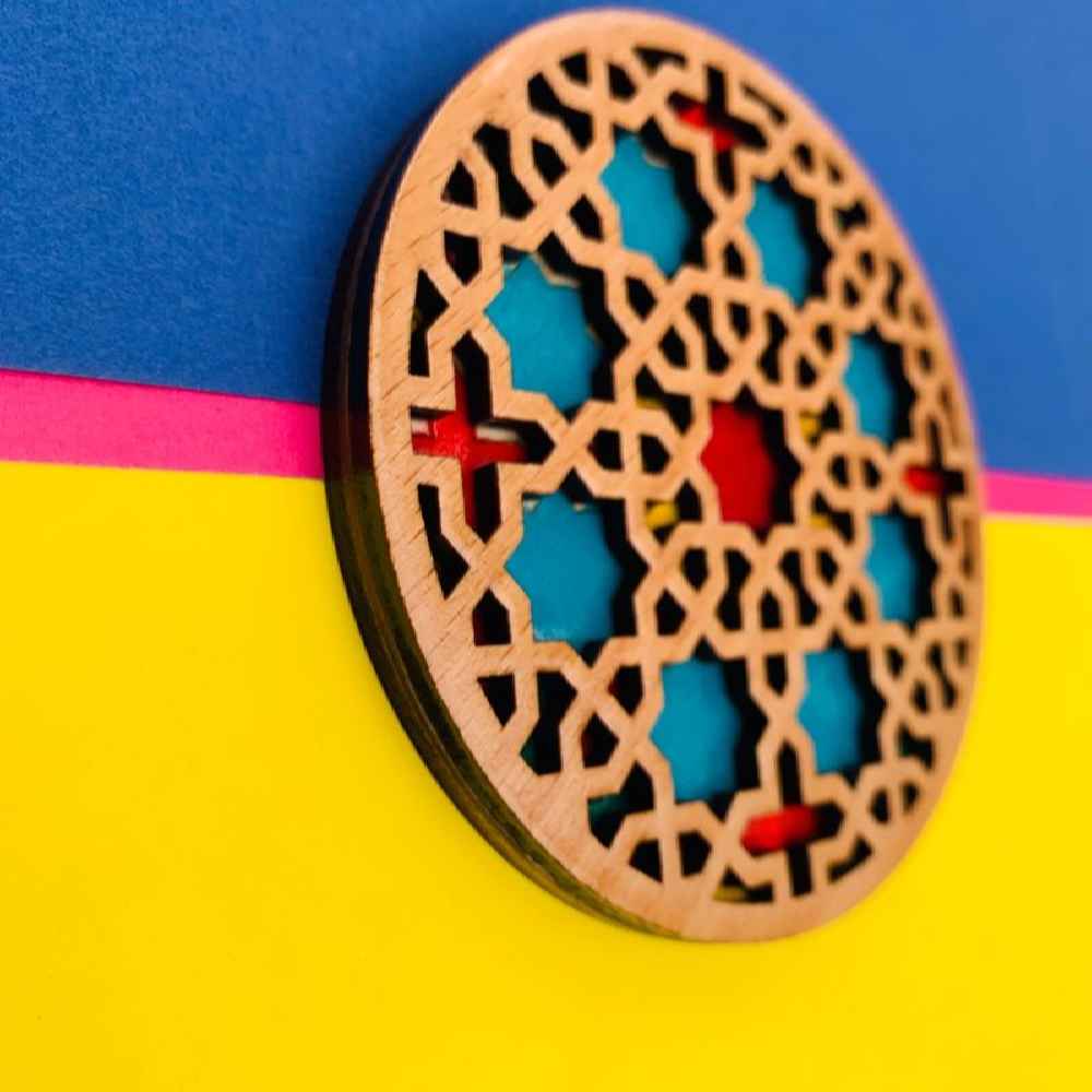 木质几何杯垫 – 设计款 Afra (2件装)