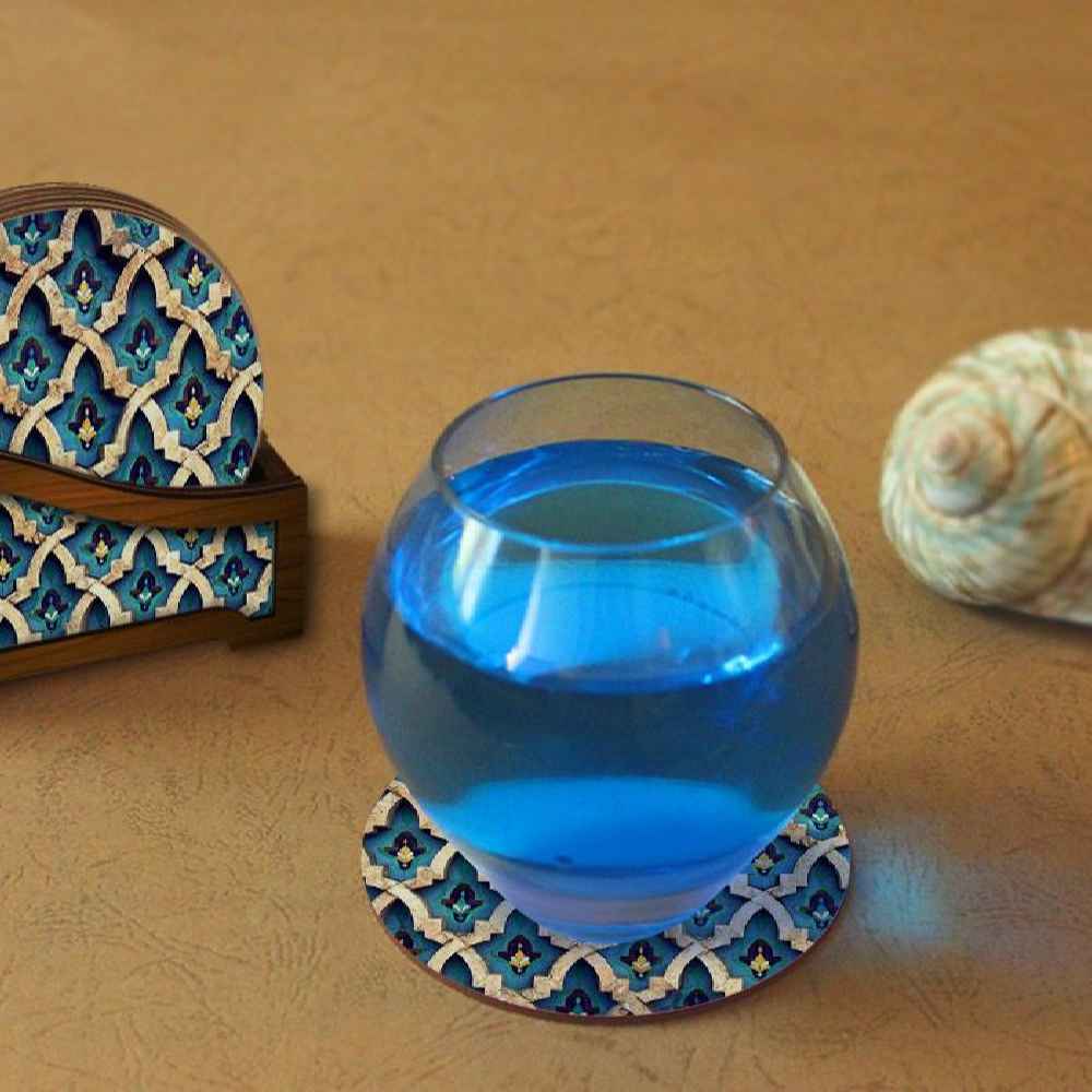 饮品杯垫套装带杯架 – 波斯灵感艺术设计 Antique