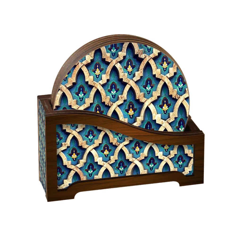 Main image of 饮品杯垫套装带杯架 – 波斯灵感艺术设计 Antique