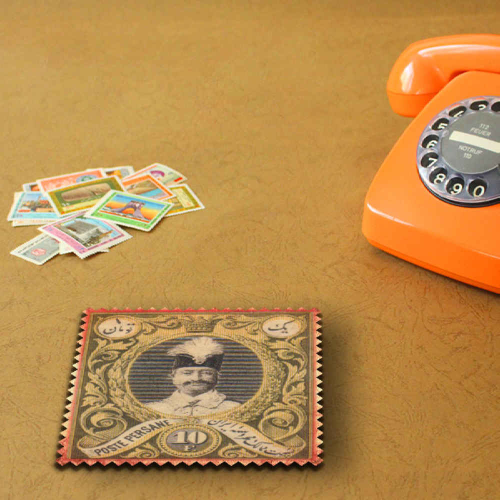 饮品杯垫套装带杯架 – 纳赛尔丁沙·卡贾尔波斯王图案