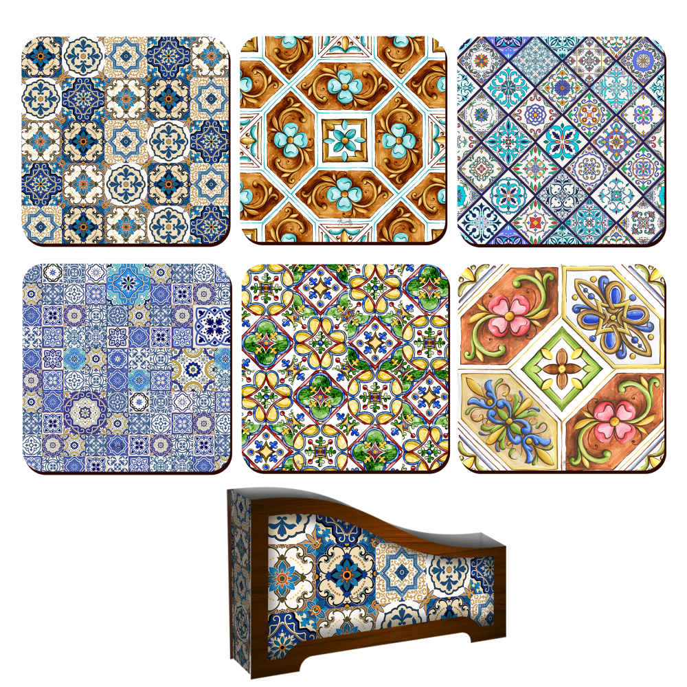 Main image of 饮品杯垫套装带杯架 – 波斯灵感艺术设计 Rahil