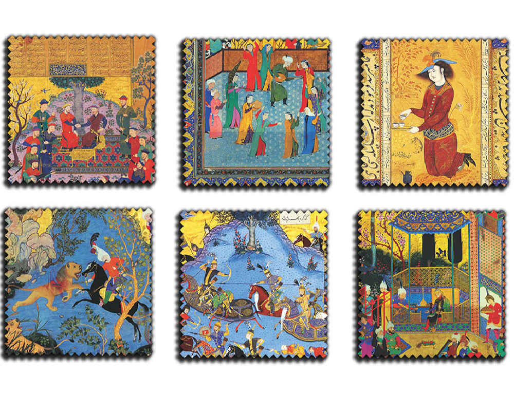 饮品杯垫套装带杯架 – 波斯灵感艺术设计 Stamp