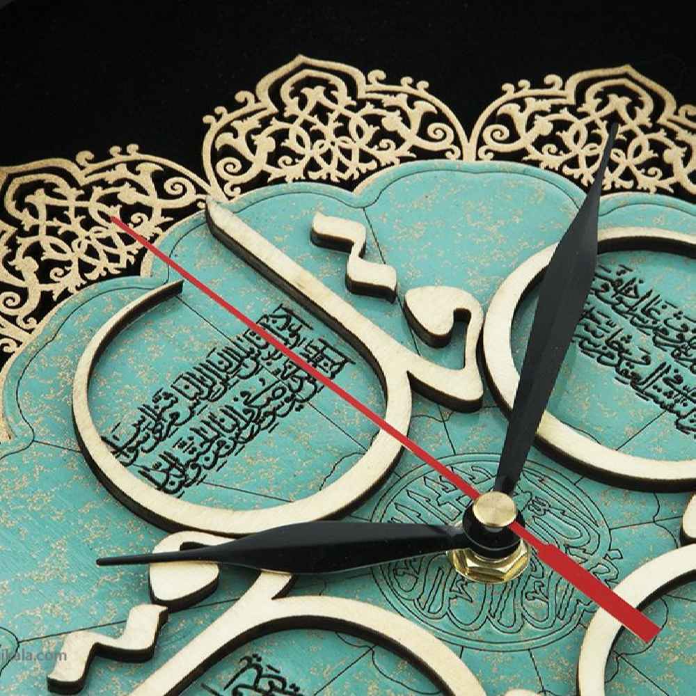 伊斯兰设计挂钟——木质镶嵌 4 Qul