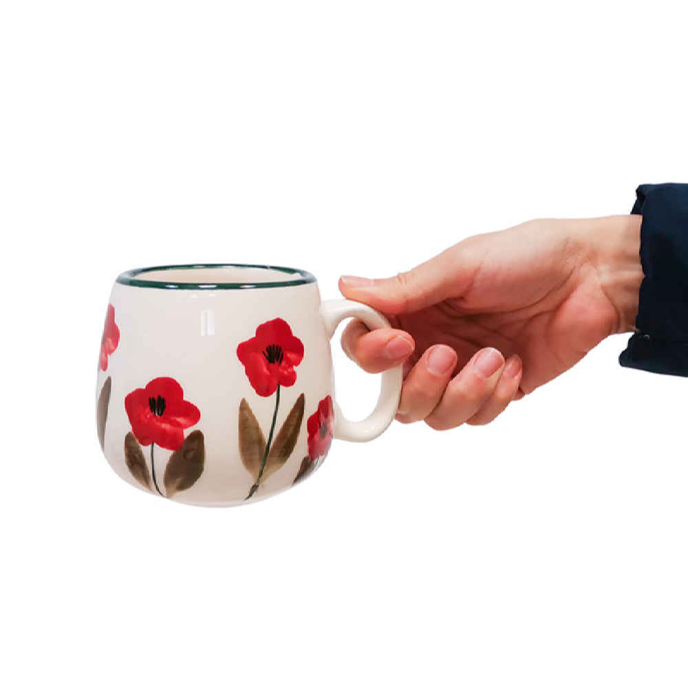 手工艺术陶瓷杯 – 花卉图案