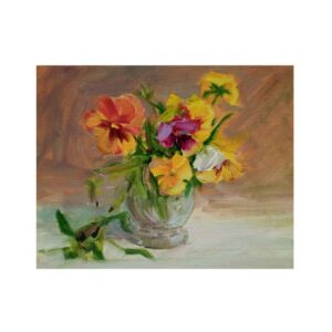 原作画意艺术绘画 – 纸板油画，《花瓶中的花》