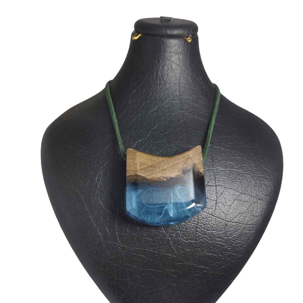 Main image of 木与树脂项链 手工艺术 大胆风格 Ocean