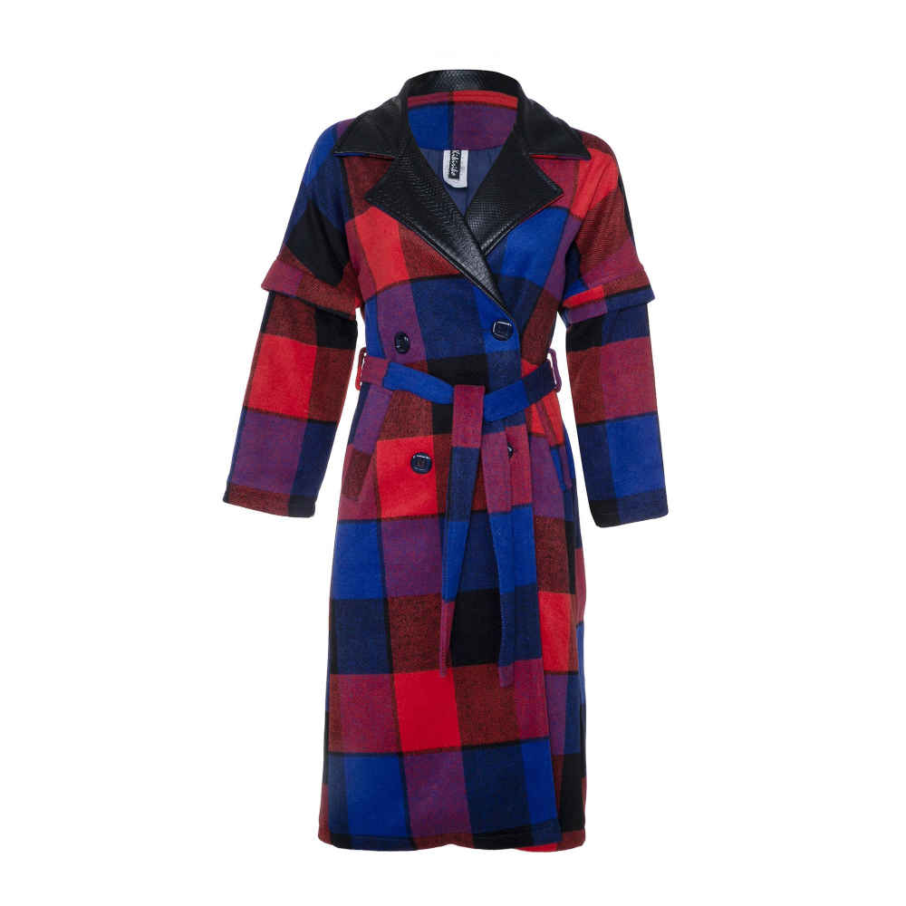 Main image of 女式双排扣棉质外套，带侧带 – 现代时尚