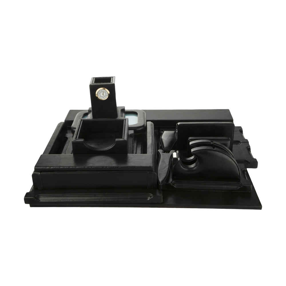 Main image of 黑色皮革办公桌面收纳配件 – 10件套