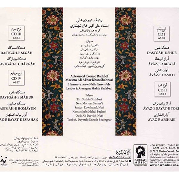 Ali Akbar Shahnazi 大师的高级拉迪夫课程