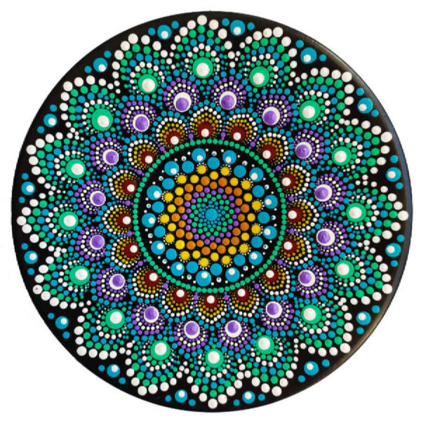 装饰陶瓷盘 手绘点绘艺术 几何图案