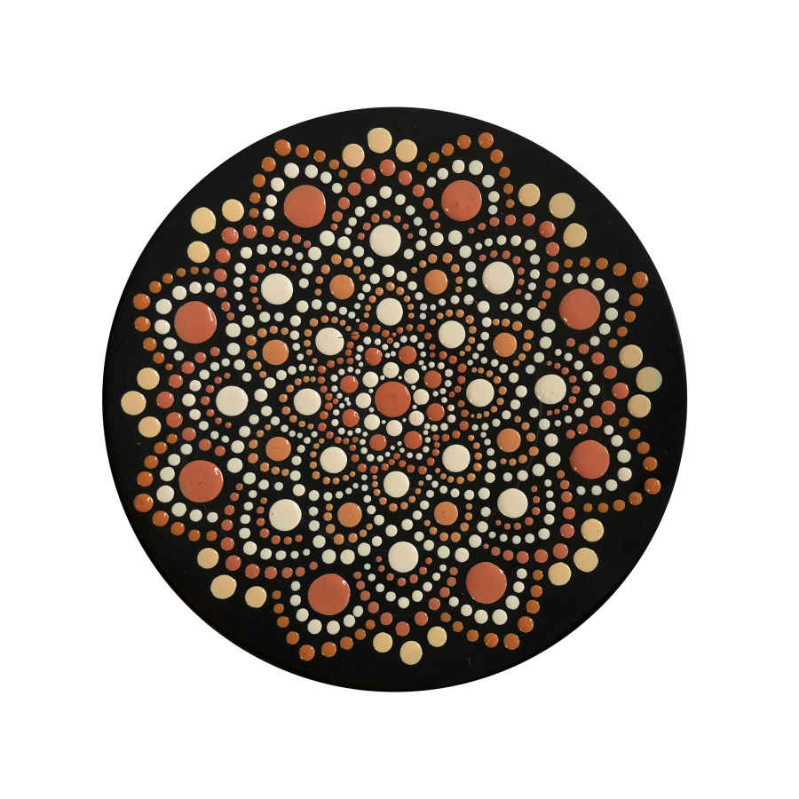 Main image of 装饰陶瓷盘 手绘点绘艺术 橙色