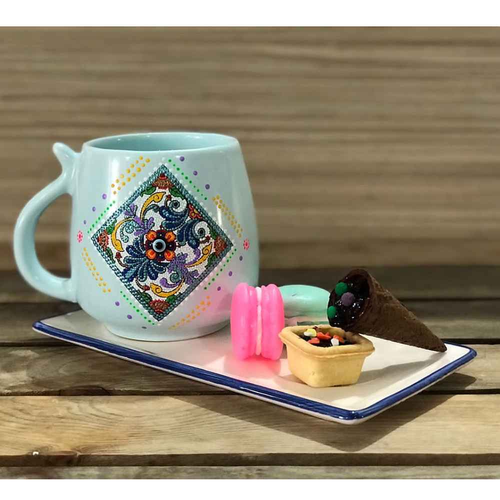 手工艺术陶瓷杯 – 点画图案,Romina款