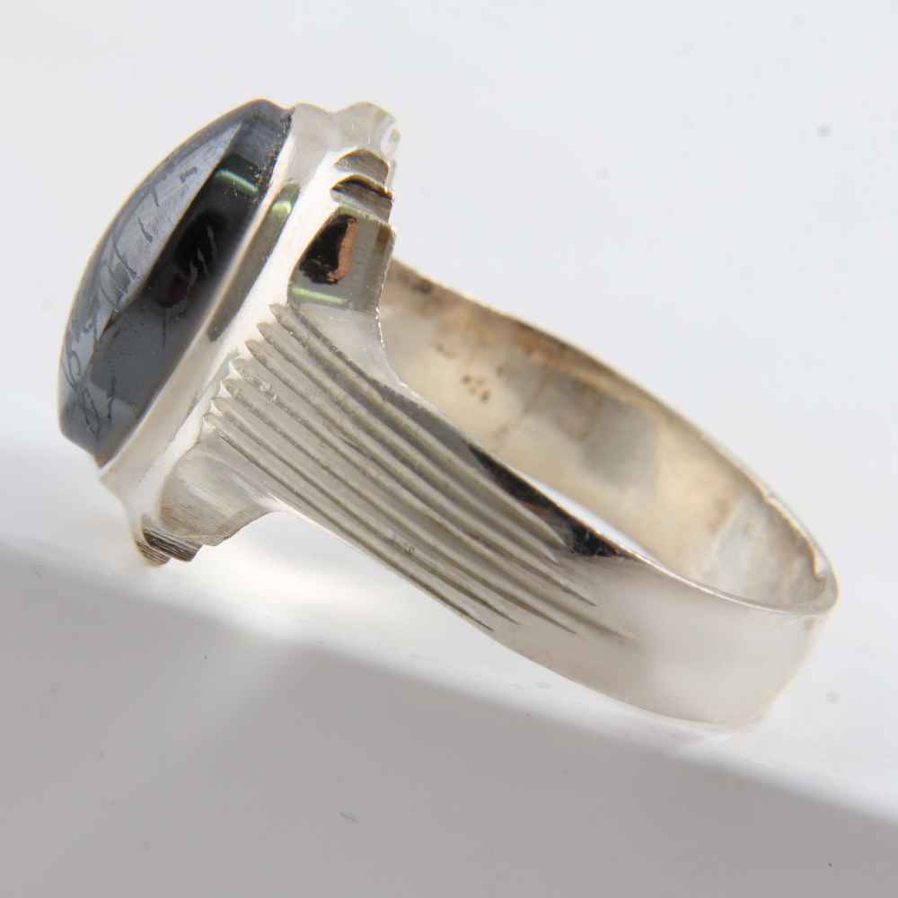 伊斯兰赤铁矿银戒指——Hadid 宝石男款 Mehrab